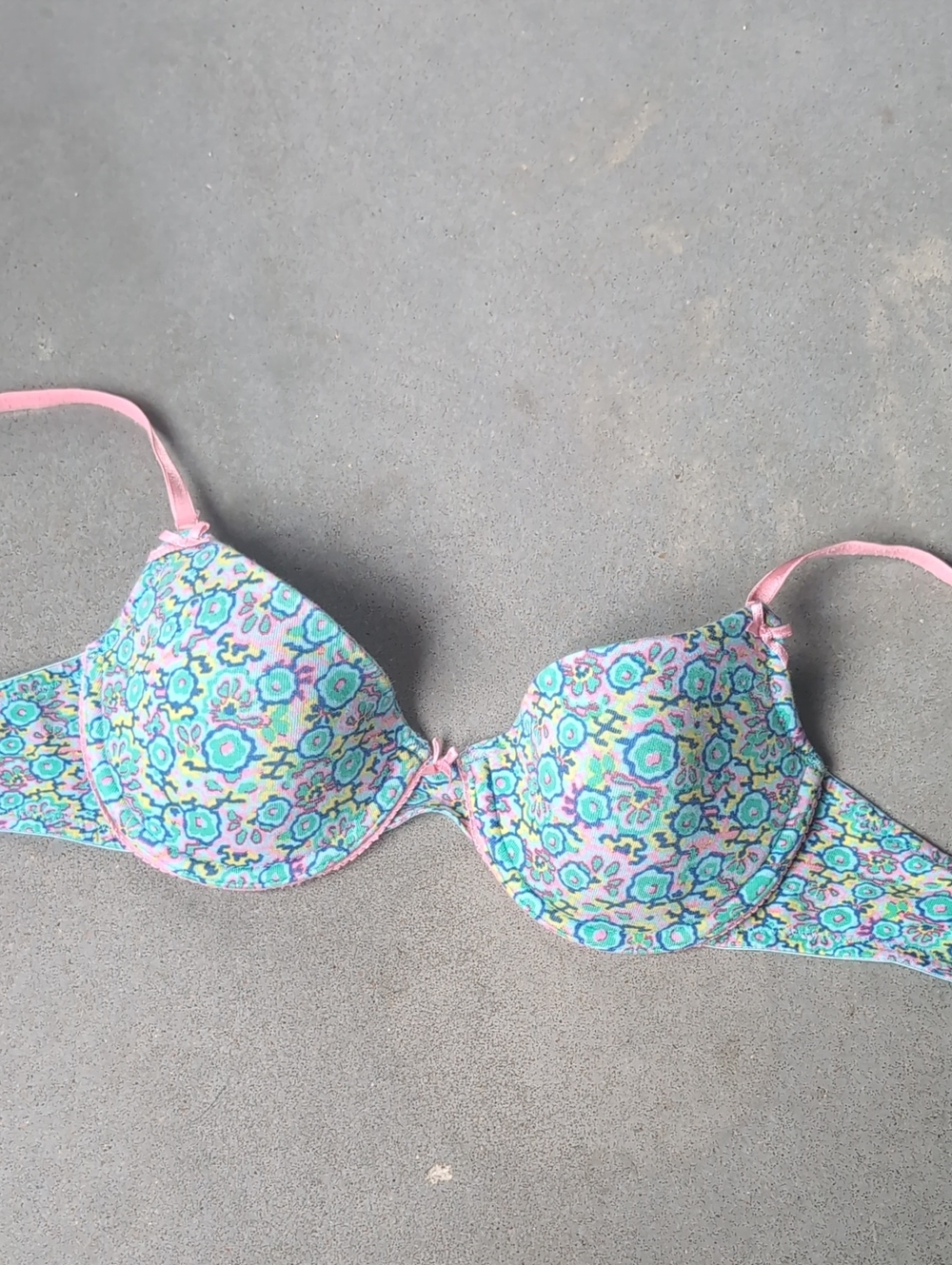 aerie Floral Underwire Bra - Pink/Blue/Green